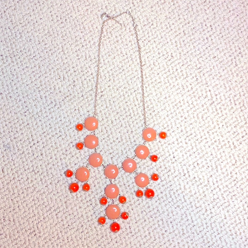 J.Crew statement necklace. Peach & orange w/ gold chain.